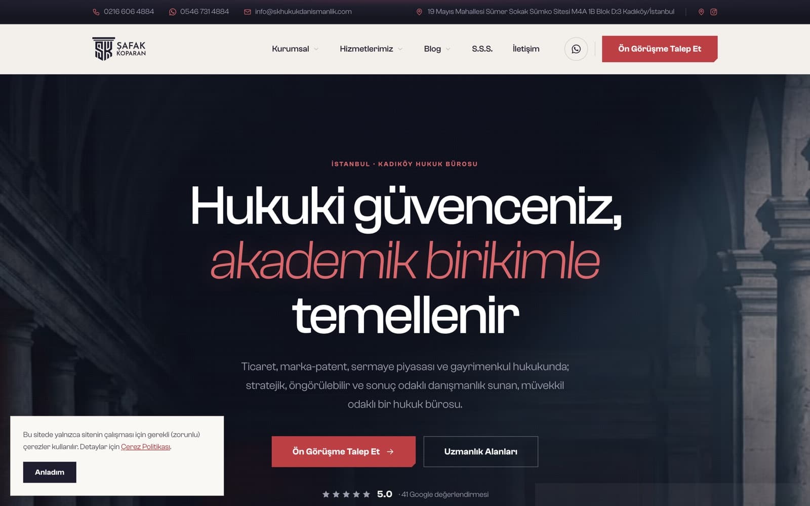 Homepage — "Your legal security is founded on academic knowledge"