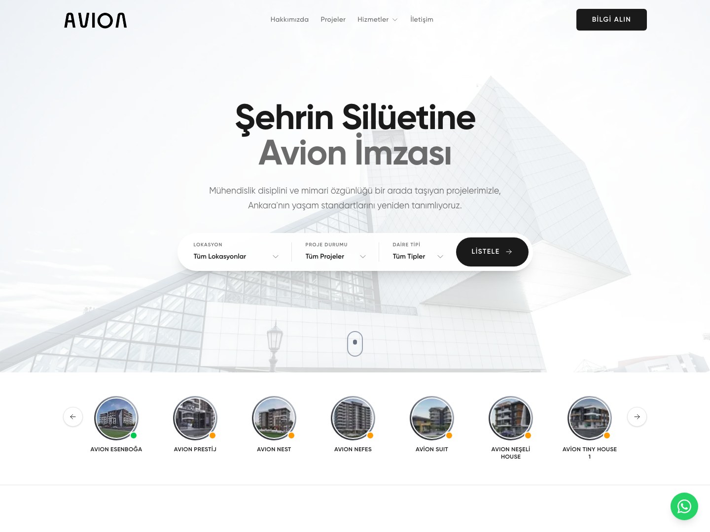 Avion Projeleri web sitesi
