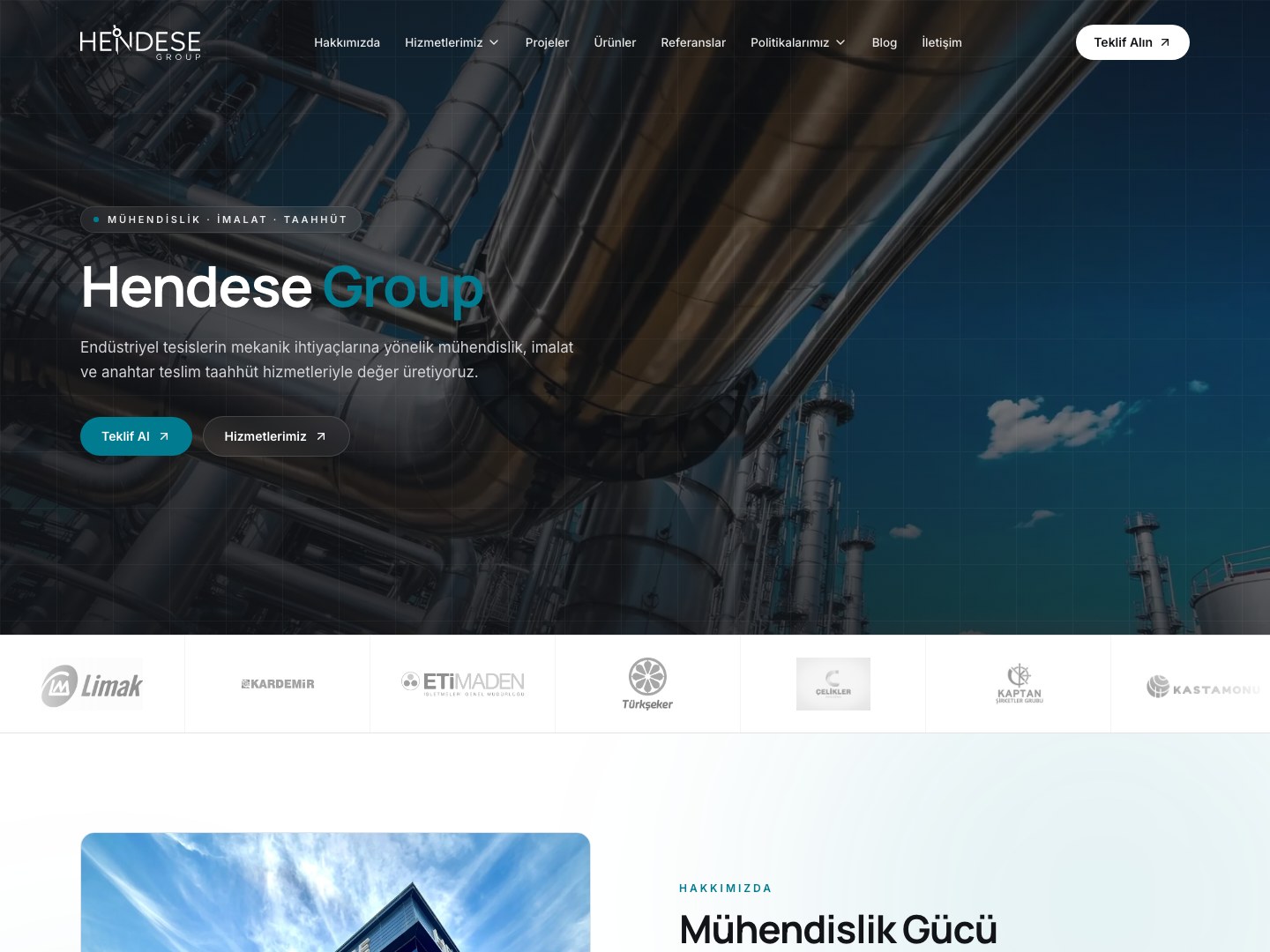 Hendese Group web sitesi