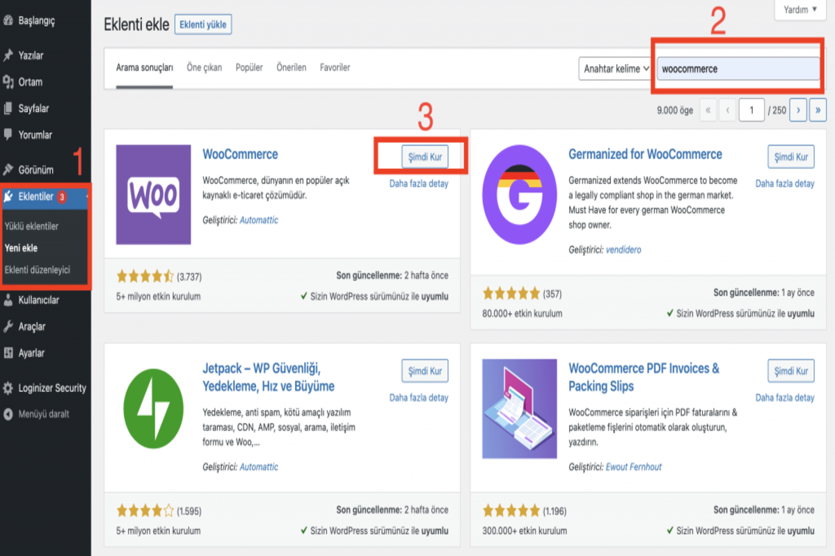 Woocommerce Kurulum